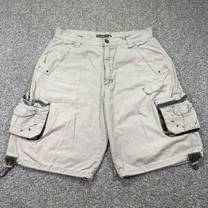 Macgear Y2k Beige Cargo Shorts Wide Leg Military Camo Baggy 35 Waist / 12' Jnco